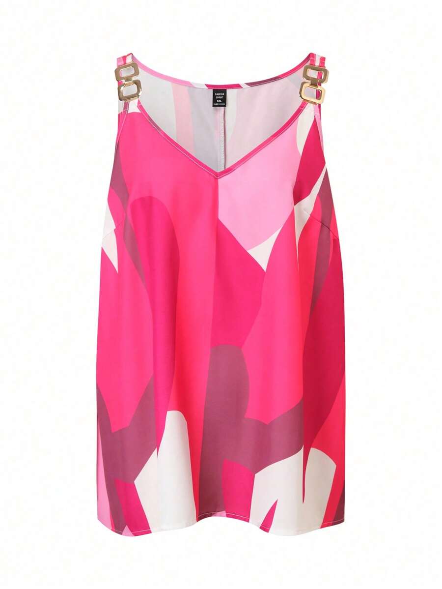 Emery Rose Printed Geometric Chain Top
