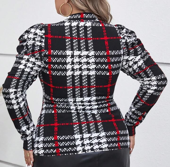Houndstooth Plaid Top