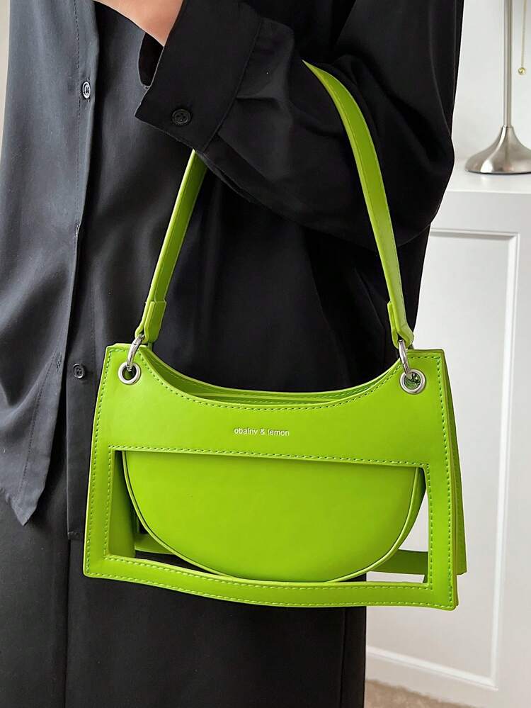 Cut Out Chain Baguette Handbag