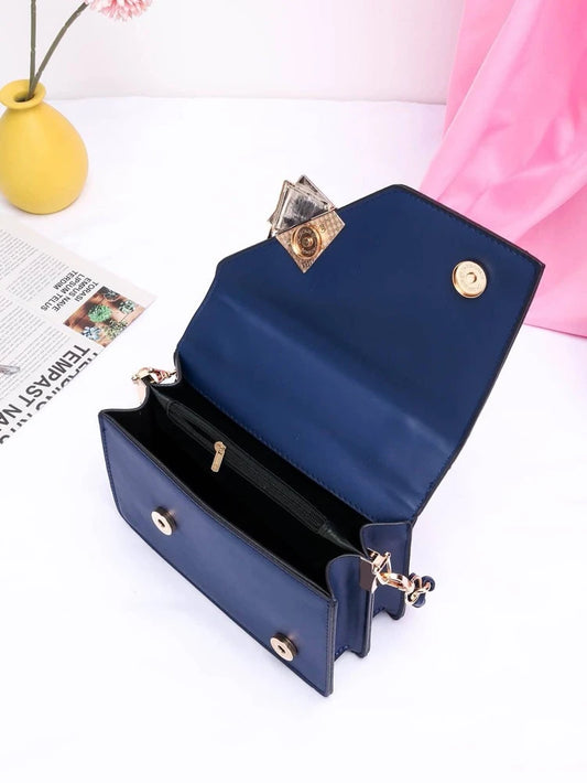 Flat Decor Metal Square Handbag
