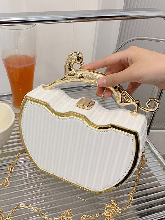 Gold Trim Panther Design Handbag