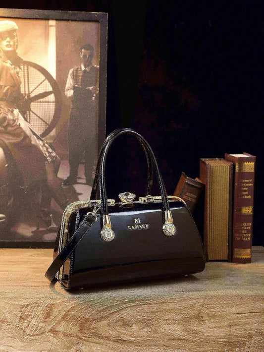 Rhinestone Patent Leather Party Handbag