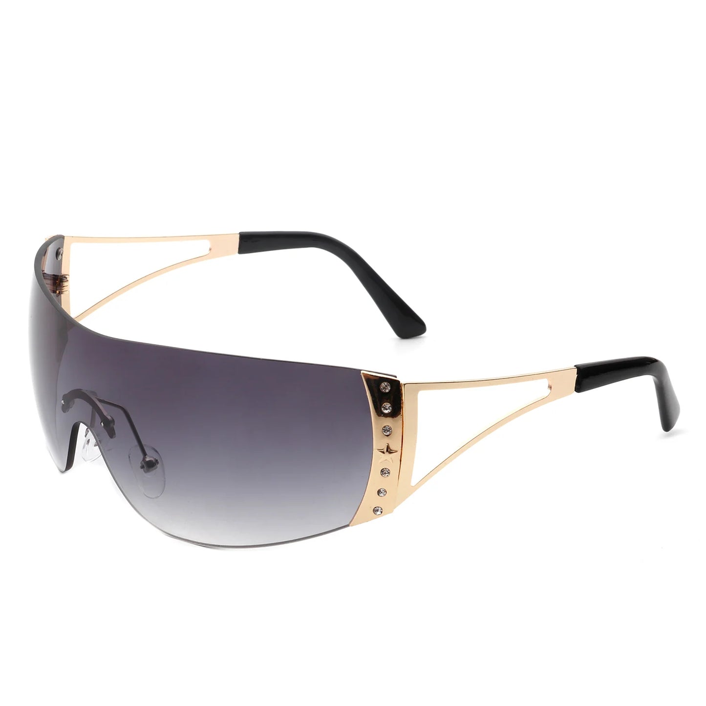 Rectangle Rimless CHIC Rhinestone Sleek Sunglasses