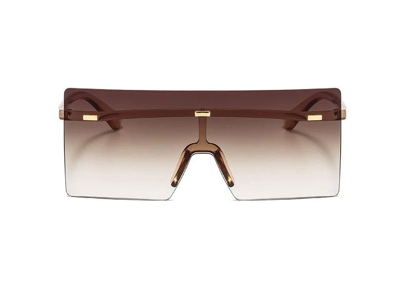 Rimless Retro Square Oversize Fashion Sunglasses