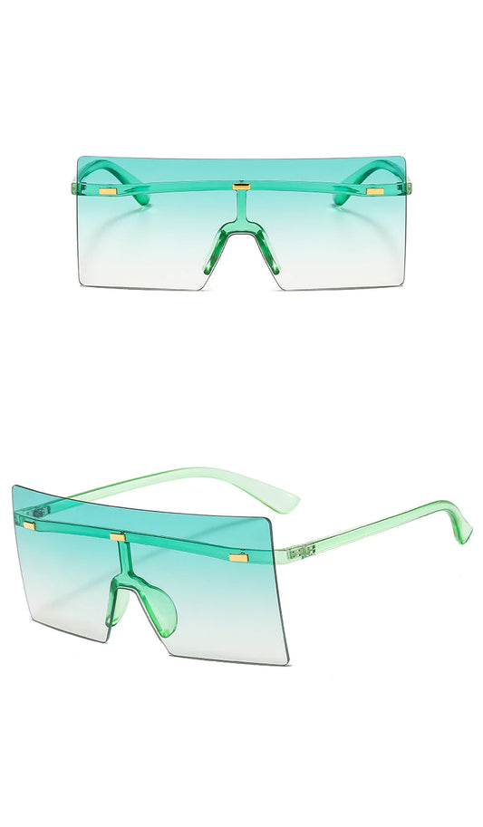 Rimless Retro Square Oversize Fashion Sunglasses