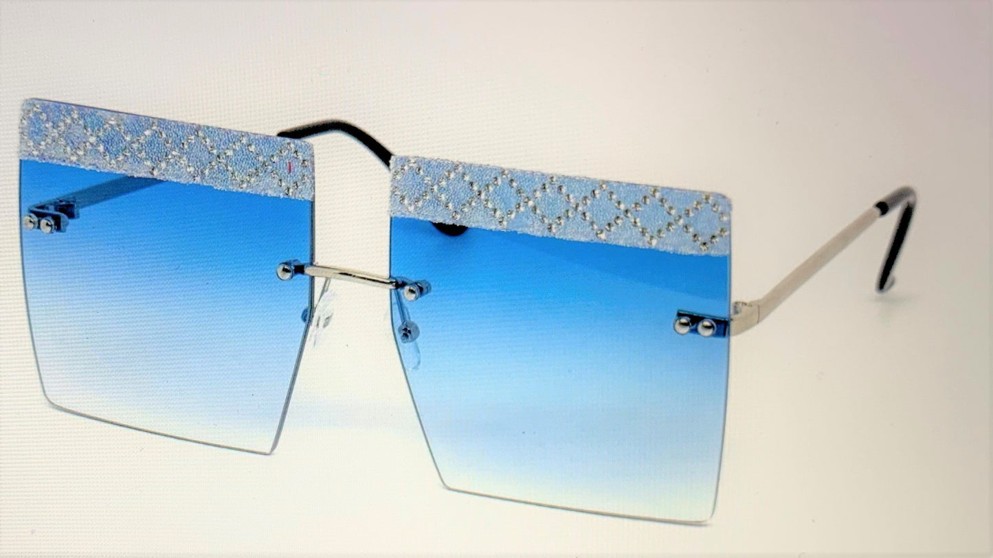 High Fashion Rhinestone Over-Sized Square Sunglasses