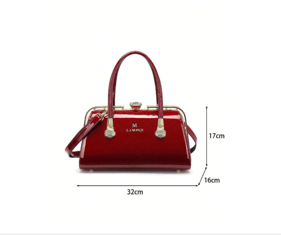 Rhinestone Patent Leather Party Handbag