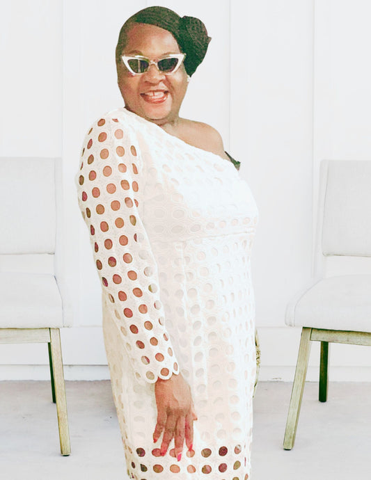 One Shoulder White Lace Fashion Dress