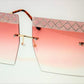The high fashion oversized rimless square design with beautifully gradient lens and laced rhinestone eyebrows.  Queens, you'll be looking as fine as wine, REAL TASTEE!